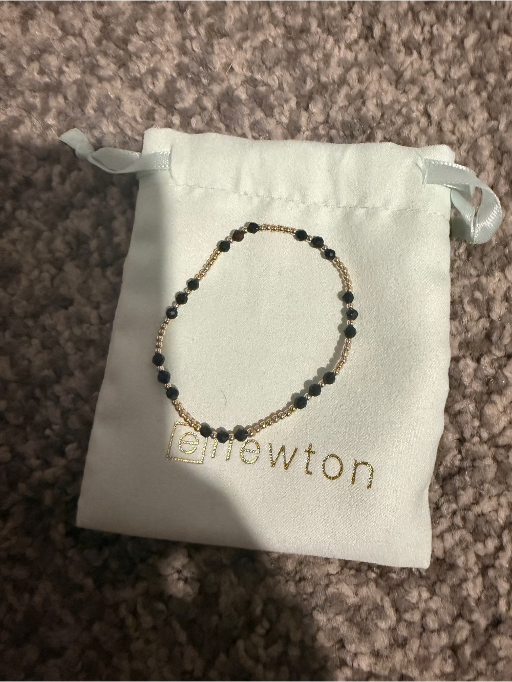ENewton Gold-Tone Bracelet with Black Faceted Beads